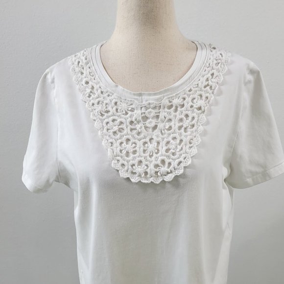 ZARA lace neck t-shirt Sz M - Picture 2 of 7